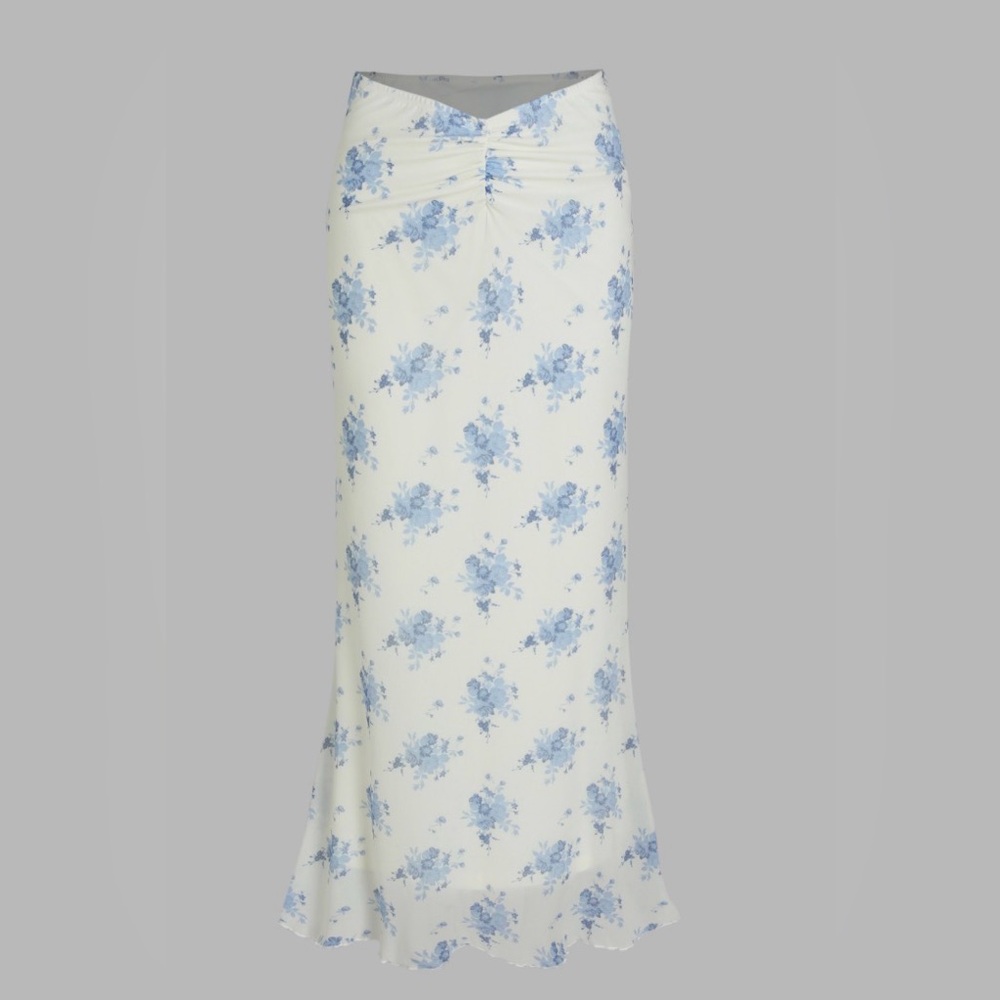 Cider Blue Floral Maxi Skirt large NWT - Cottagecore